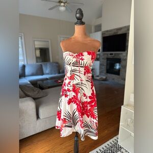Speechless Red and Black Strapless Floral Dress